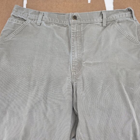 Carhart Carpenter Pants Mens Beige Straight 100% Cotton Heavy Denim B11  38 x 32 - Picture 2 of 8